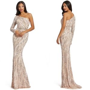 NWT Mac Duggal 4982D One Shoulder Sequin Gown